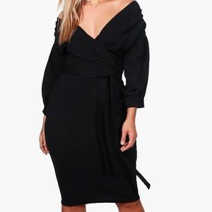 Boohoo Plus Off Shoulder Wrap Midi Dress (Sz 22)